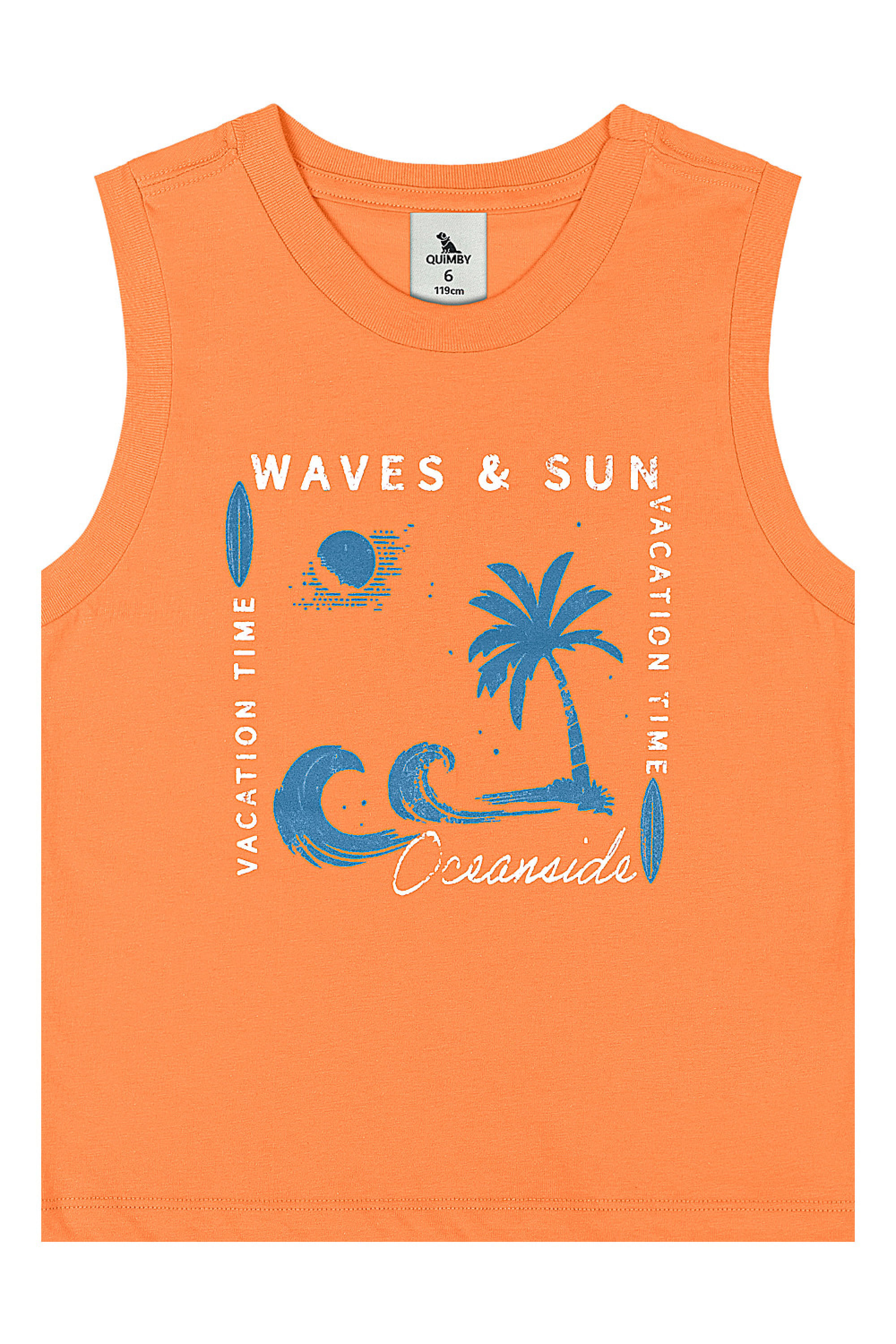 Conjunto Infantil com Regata Estampada e Bermuda (Laranja) Quimby - Imagem 9